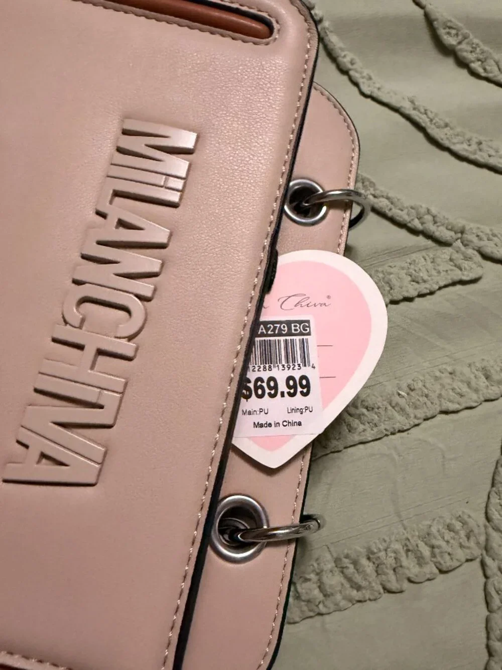 Milanchiva Women's Box Crossbody Camera Bag — Beige with Brown Trim